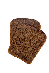 Fresh homemade  two slice bread isolated on white background.