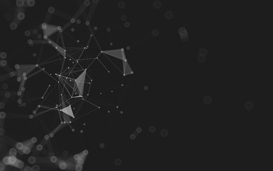 Abstract background. Molecules technology with polygonal shapes, connecting dots and lines. Connection structure. Big data visualization.