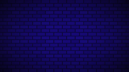 Empty brick wall with blue neon light with copy space. Lighting effect blue color glow on brick wall background. Royalty high-quality free stock photo image of blank, empty background for texture