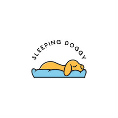 Fototapeta premium cute dog character sleep in cloud lofo design premium vector 