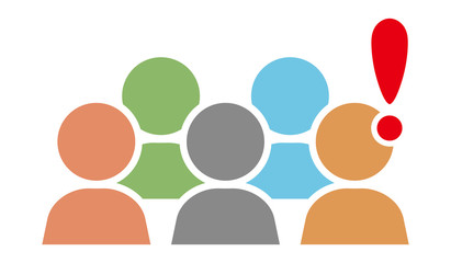 エクスクラメーションマークと人々