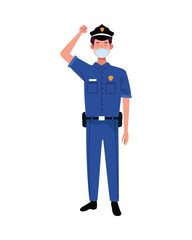 police worker using face mask for covid 19