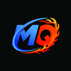 Initial Letters MQ Fire Logo Design