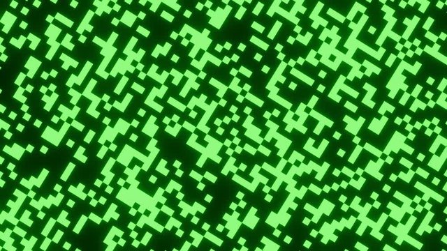 Green Abstract Pixelated Background or QR Code Rotate on Flatlay View. Pixelated or QR Code motion background in 2D digital style
