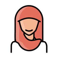 muslim woman with hijab character line and fill icon