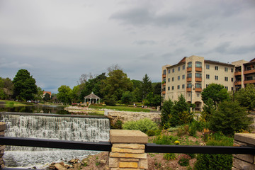 Waterfall from a Dam in Menomonee Falls, Wisconsin