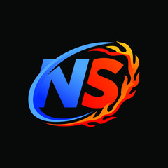 Fototapeta na wymiar Initial Letters NS Fire Logo Design