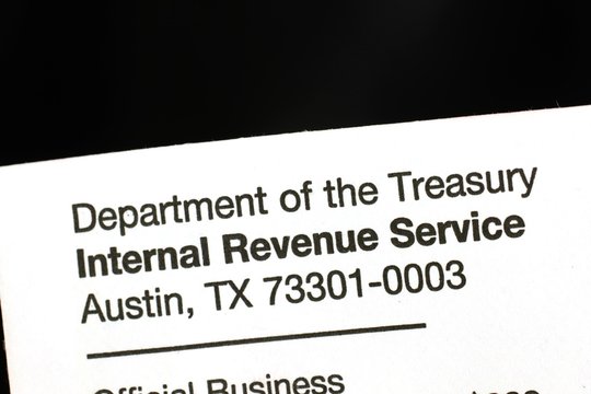 Close-up Of The Return Address From The IRS Covid Economic Impact Payment Letter