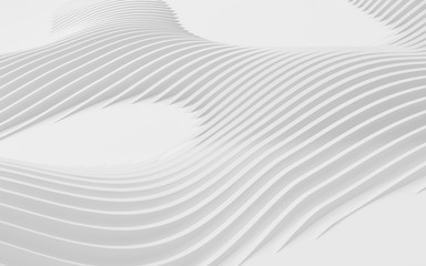 Abstract Curved Shapes. White Circular Background.