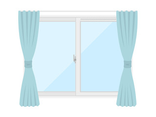 窓とカーテンのイラスト