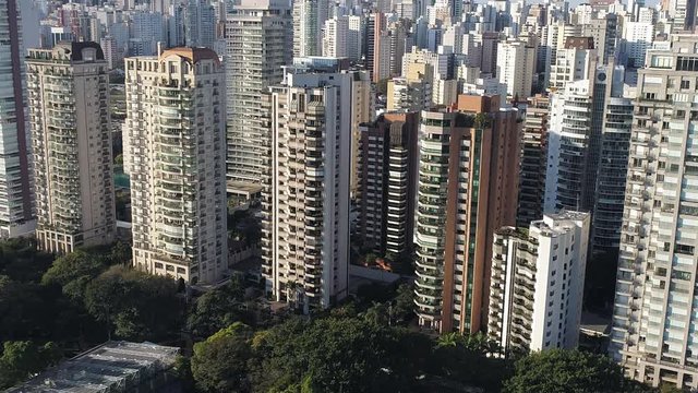 Aerial view of Ibirapuera area buildings in a sunny day, Sao Paulo, Brazil