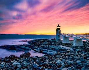 Sunrise at Marshall Point Lighthouse, Port Clyde, Maine.