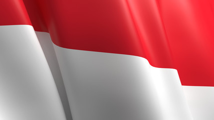 Wavy flag of Indonesia design. Suitable for background graphic resources. 3D illustration