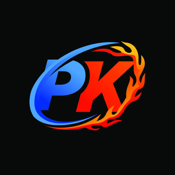 Initial Letters PK Fire Logo Design Stock Vector | Adobe Stock