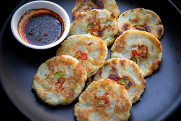 Potato pancake which is called gamjajeon in Korea