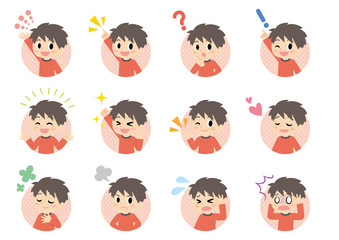 男子のいろいろな表情セット