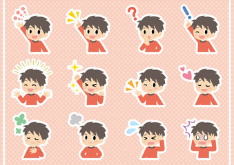 男子のいろいろな表情セット