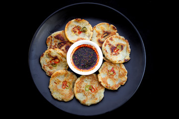 Potato pancake which is called gamjajeon in Korea