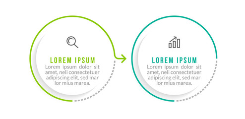 Minimal infographic template design with numbers 2 options or steps.