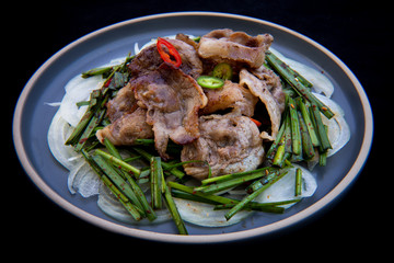 Fried Beef Brisket with garlic chives salad