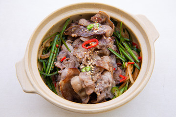 Fried Beef Brisket with garlic chives salad