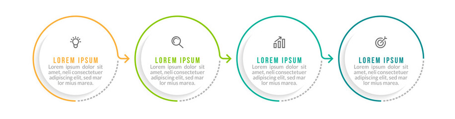 Minimal infographic template design with numbers four options or steps.