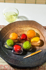 アジア風ゼリーボール　Beautiful cold jelly fruit balls