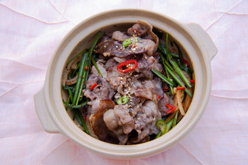 Fried Beef Brisket with garlic chives salad
