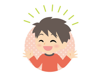 男子の表情　喜ぶ