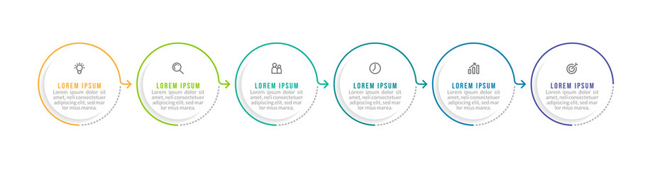 Minimal infographic template design with numbers six options or steps.
