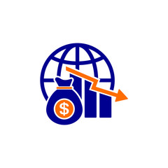 Global financial crisis icon. World economic crisis symbol concept isolated on white background. Vector illustration