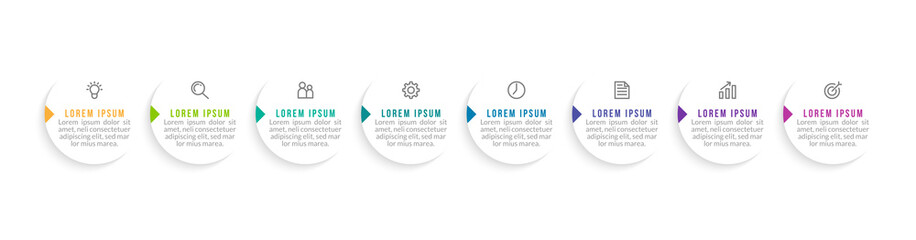 Minimal infographic template design with numbers eight options or steps.