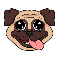 Vector Ugly Cartoon Pug Illustration