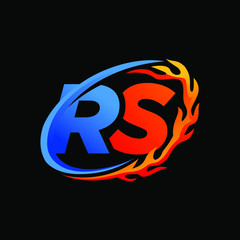 Initial Letters RS Fire Logo Design