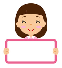 メッセージボードを持つ少女