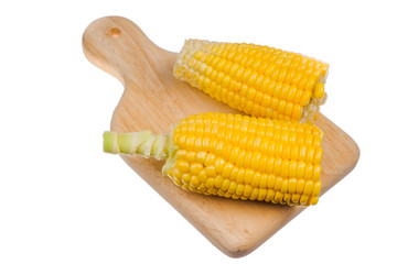 Fresh corn isolated on white background.