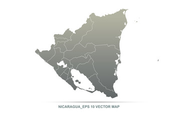nicaragua map. vector map of nicaragua in central america country.