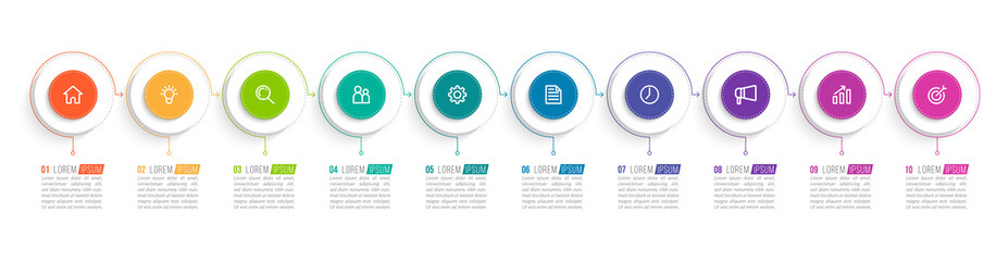 Minimal infographic template design with numbers ten options or steps.