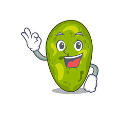 Cyanobacteria mascot design style with an Okay gesture finger
