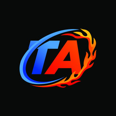 Initial Letters TA Fire Logo Design