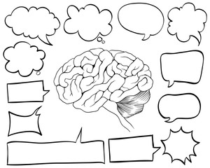 Different shapes of speech bubbles on white background