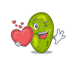 A sweet cyanobacteria cartoon character style with a heart