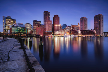 Boston skyline at dusk