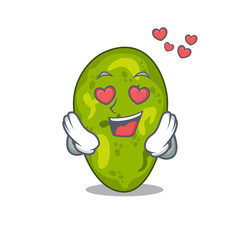 Cute cyanobacteria cartoon character has a falling in love face