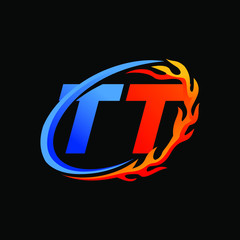 Initial Letters TT Fire Logo Design
