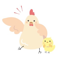 ニワトリとひよこの親子