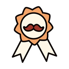 happy fathers day, award medal with moustache celebration line and fill icon