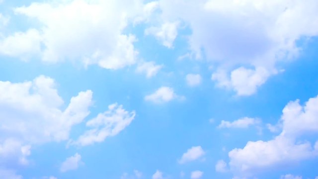 Blue sky and some white puffy cloud moving in fast version.