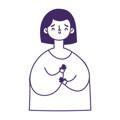 young woman cartoon character avatar isolated icon on white background