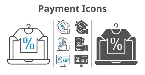 payment icons icon set included online shop, mortgage, money icons